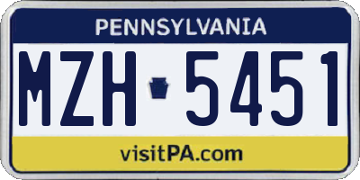PA license plate MZH5451