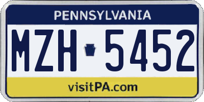 PA license plate MZH5452