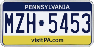 PA license plate MZH5453