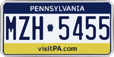 PA license plate MZH5455