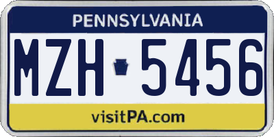PA license plate MZH5456