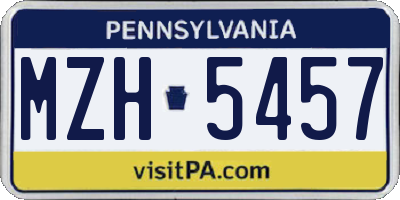 PA license plate MZH5457