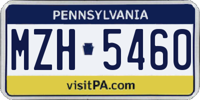 PA license plate MZH5460
