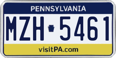 PA license plate MZH5461