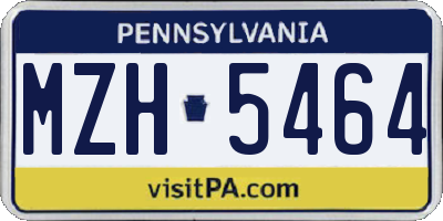 PA license plate MZH5464