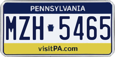 PA license plate MZH5465
