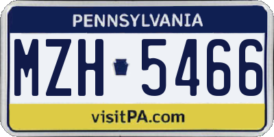 PA license plate MZH5466