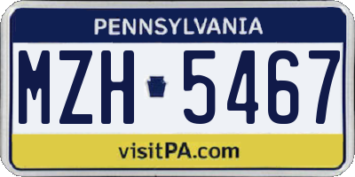 PA license plate MZH5467