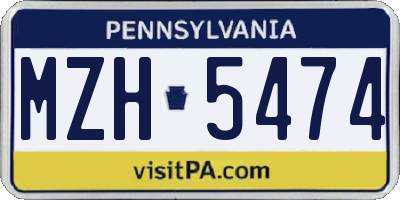 PA license plate MZH5474
