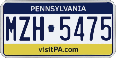 PA license plate MZH5475