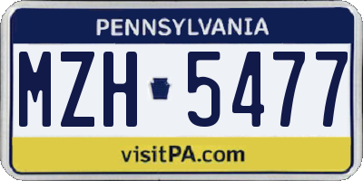 PA license plate MZH5477