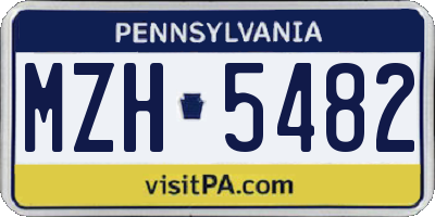 PA license plate MZH5482