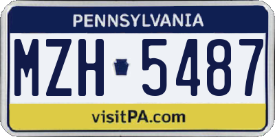 PA license plate MZH5487