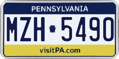 PA license plate MZH5490