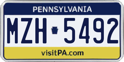 PA license plate MZH5492