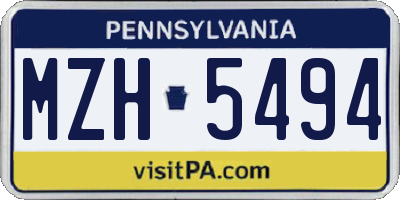PA license plate MZH5494
