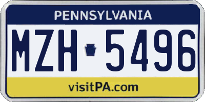PA license plate MZH5496