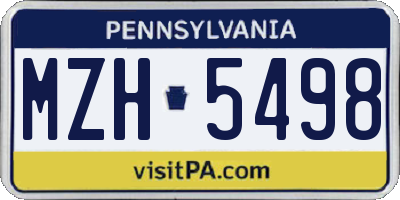 PA license plate MZH5498