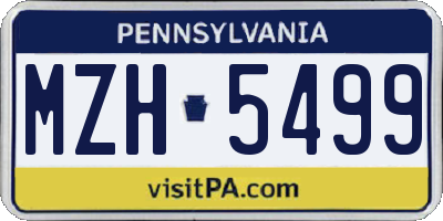 PA license plate MZH5499