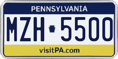 PA license plate MZH5500