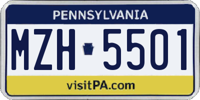 PA license plate MZH5501