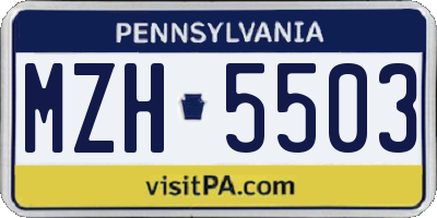 PA license plate MZH5503