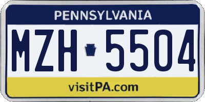 PA license plate MZH5504