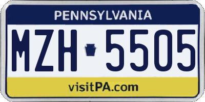 PA license plate MZH5505