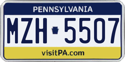 PA license plate MZH5507