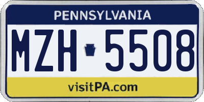 PA license plate MZH5508