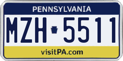 PA license plate MZH5511
