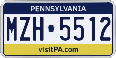 PA license plate MZH5512
