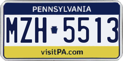 PA license plate MZH5513