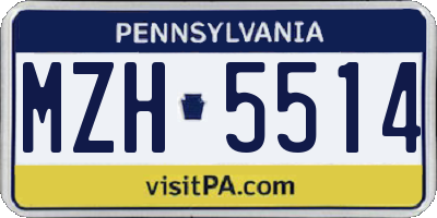 PA license plate MZH5514