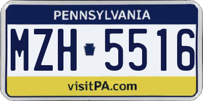 PA license plate MZH5516