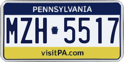 PA license plate MZH5517