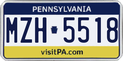 PA license plate MZH5518