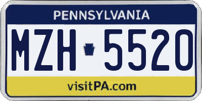 PA license plate MZH5520