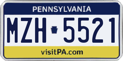 PA license plate MZH5521