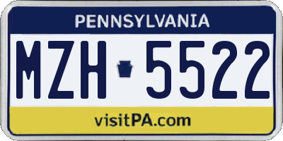 PA license plate MZH5522