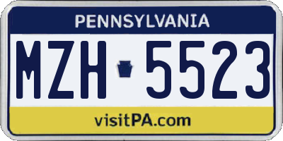 PA license plate MZH5523