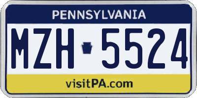 PA license plate MZH5524
