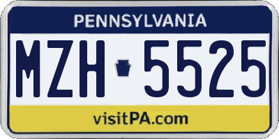 PA license plate MZH5525