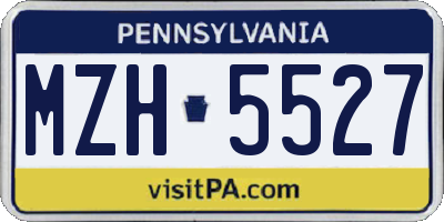 PA license plate MZH5527