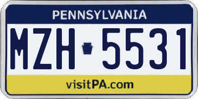 PA license plate MZH5531