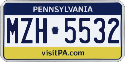 PA license plate MZH5532