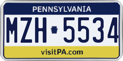 PA license plate MZH5534