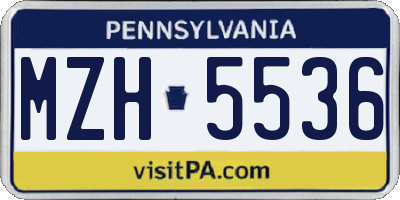 PA license plate MZH5536