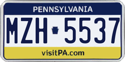PA license plate MZH5537