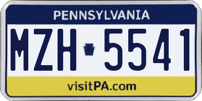 PA license plate MZH5541